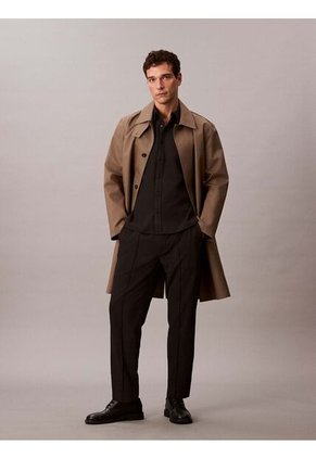 Camisa Negra Classic De Tejido Arrugado Calvin Klein