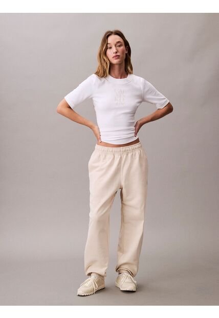 Jogger Beige De Felpa Con Monograma Estampado Calvin Klein