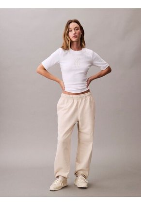 Jogger Beige De Felpa Con Monograma Estampado Calvin Klein