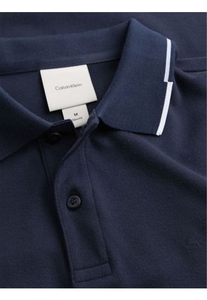 Polo Azul Slim Con Detalle En Bordes Calvin Klein