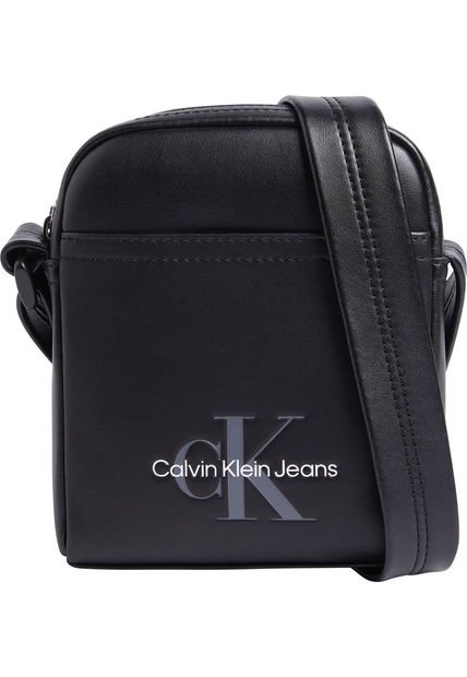 Bolso Negro Reporter Con Monograma Calvin Klein