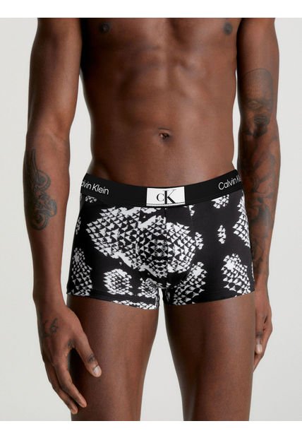 Boxer Negro Estampado En Microfibra Low Rise Trunk Calvin Klein
