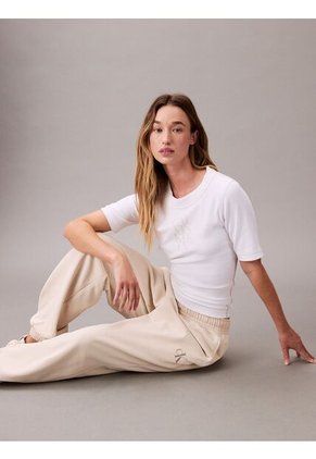 Jogger Beige De Felpa Con Monograma Estampado Calvin Klein