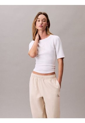 Jogger Beige De Felpa Con Monograma Estampado Calvin Klein