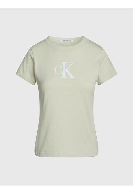 Camiseta Verde Slim Con Monograma Calvin Klein