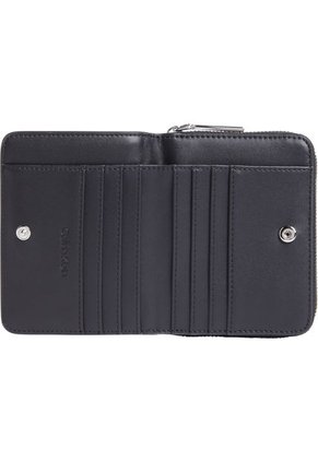 Billetera Negra Con Cremallera Estilo Cocodrilo Calvin Klein