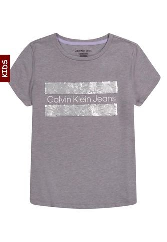 Camiseta Para Niña Manga Corta Gris Calvin Klein Calvin Klein