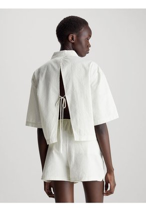 Camisa Blanca De Espalda Anudada De Sirsaca De Algodón Calvin Klein