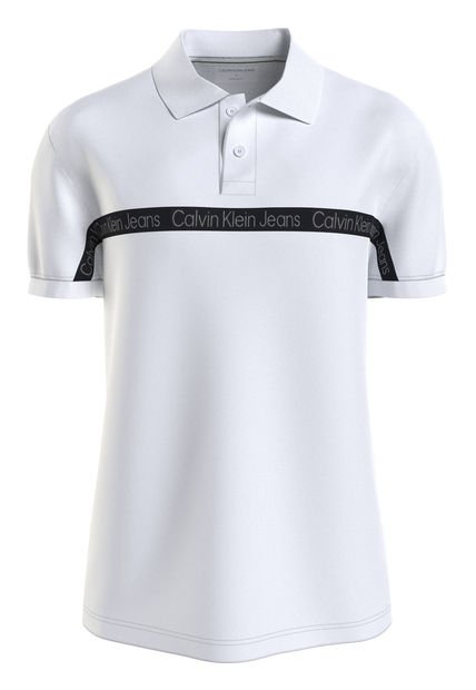 Polo Con Cinta Con El Logo Blanco Hombre Blanco Calvin Klein