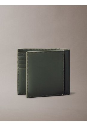 Billetera Gris Mono Logo Bifold De Cuero Calvin Klein