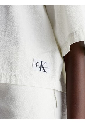 Camisa Blanca De Espalda Anudada De Sirsaca De Algodón Calvin Klein