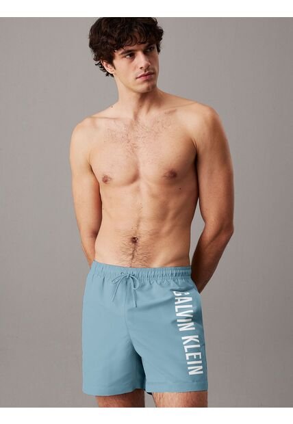 Traje Celeste De Baño De Largo Medio Con Cordón - Intense Power Calvin Klein