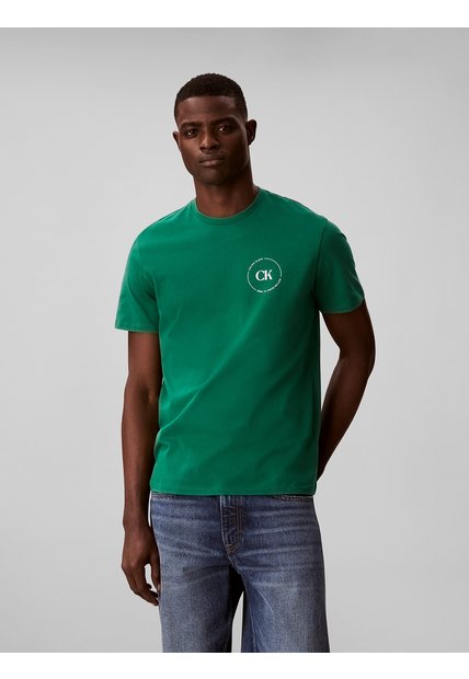 Camiseta Verde Con Gráfico De Logo Circular Calvin Klein