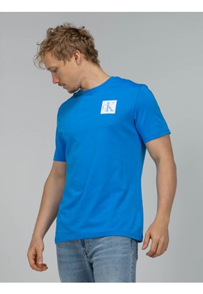 Camiseta Azul De Manga Corta Con Logo Calvin Klein