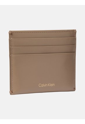 Tarjetero Beige De Cuero Emblemático Calvin Klein