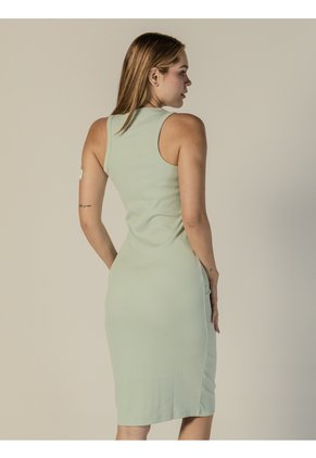Vestido Verde Midi De Canalé Con Tirantes Calvin Klein