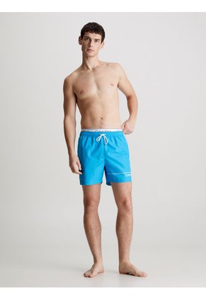 Bermuda De Baño Azul Corta Con Cinturilla Doble Calvin Klein