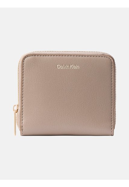 Billetera Beige Mediana Con Cierre De Cremallera Calvin Klein