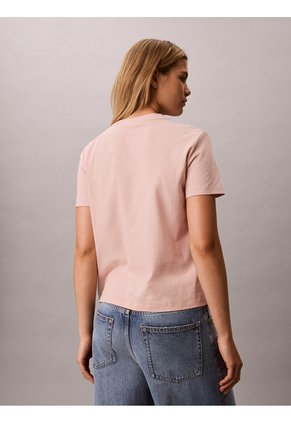 Camiseta Beige Clásica Con Monograma Metalizado Calvin Klein
