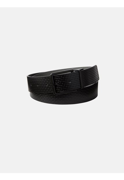 Cinturón Gris De Cuero Grabado Con Hebilla Cuadrada 35 Mm Calvin Klein