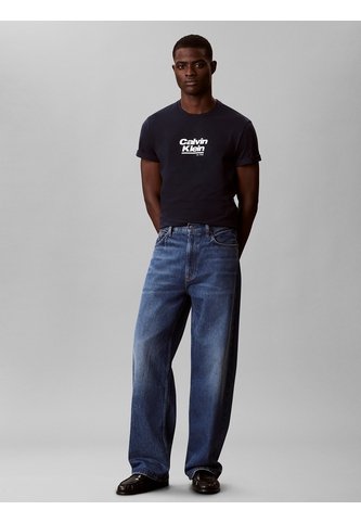 Camiseta Azul Con Logo Gráfico Calvin Klein Calvin Klein
