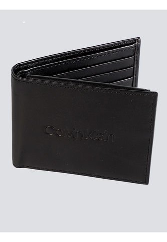 Billetera Negra Y Logotipo Con Grabado Calvin Klein Calvin Klein