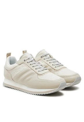 Tenis Blanco Runner De Cuero Y Monograma Calvin Klein