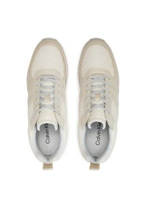 Tenis Blanco Runner De Cuero Y Monograma Calvin Klein