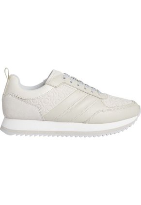Tenis Blanco Runner De Cuero Y Monograma Calvin Klein
