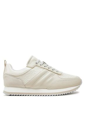 Tenis Blanco Runner De Cuero Y Monograma Calvin Klein