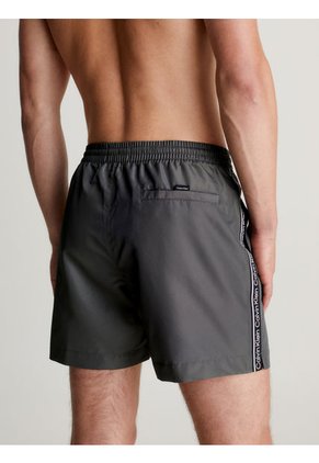 Bermuda De Baño Gris De Largo Medio Con Cordón Calvin Klein