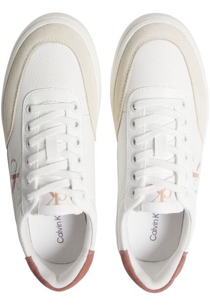 Tenis Blanco Clásicos De Cuero Con Cordones Y Suela Cupsole Calvin Klein