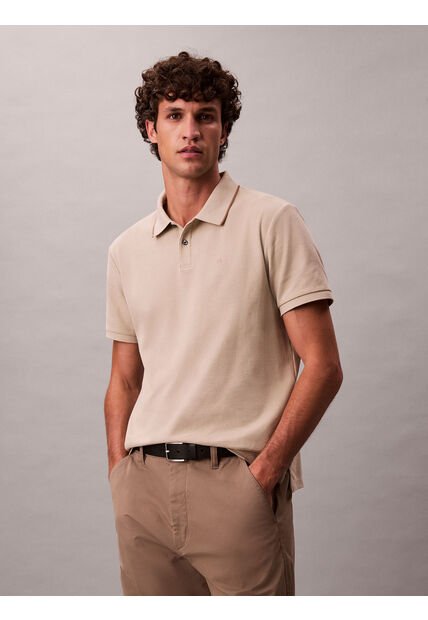 Polo Blanco De Manga Corta En Tejido Piqué Calvin Klein