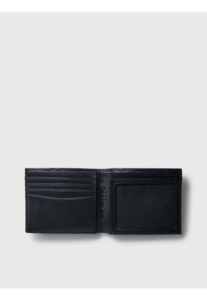 Billetera Negra De Cuero Con Compartimento Para Billetes RFID Con Logo Calvin Klein