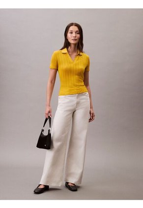 Polo Amarillo De Punto Pointelle Calvin Klein