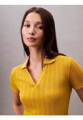 Polo Amarillo De Punto Pointelle Calvin Klein