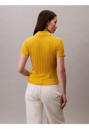 Polo Amarillo De Punto Pointelle Calvin Klein