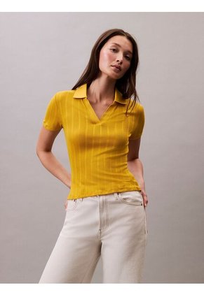 Polo Amarillo De Punto Pointelle Calvin Klein
