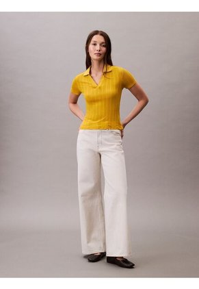 Polo Amarillo De Punto Pointelle Calvin Klein