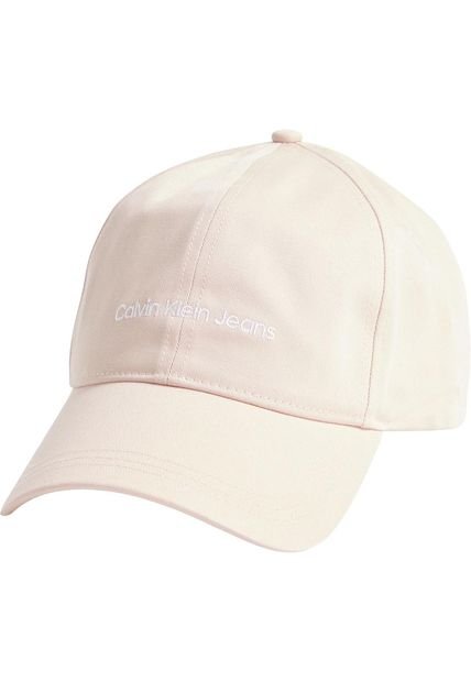 Gorra Beige Con Logo Bordado Calvin Klein