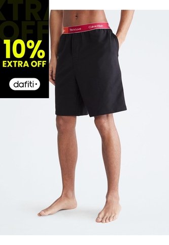 Pantalón Negro Corto De Pijama Con Logo Calvin Klein Calvin Klein