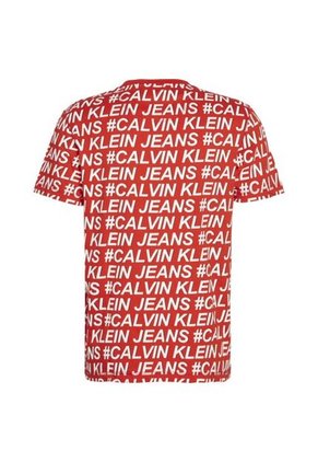 Camiseta Rojo Con Estampado De Logo Calvin Klein