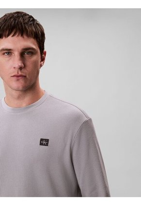 Camiseta Gris De Manga Larga Con Textura Ligera Calvin Klein