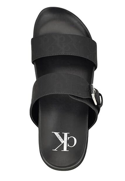 Sandalias Negro Con Monograma Calvin Klein