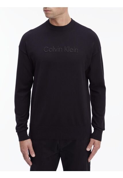 Saco Negro Tejido Con Logo Frontal En Relieve Calvin Klein