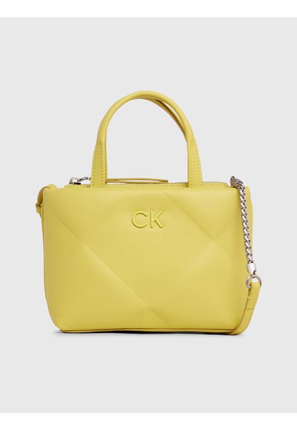 Bolso Amarillo Tote Pequeño Acolchado Cruzado Calvin Klein