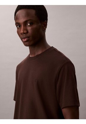Camiseta Café De Algodón Interlock Calvin Klein