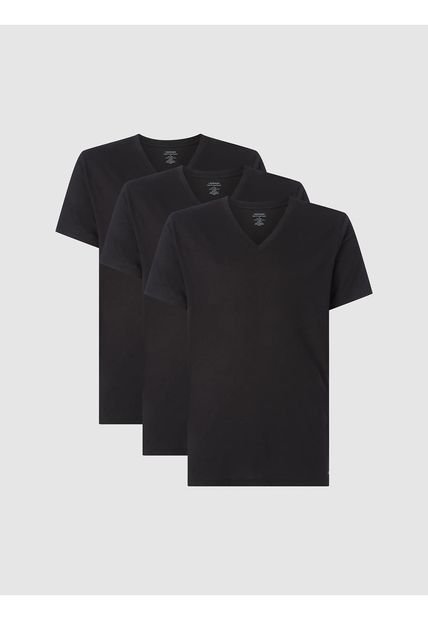 Paquete De 3 Camisetas Negras Cuello V Para Hombre Calvin Klein