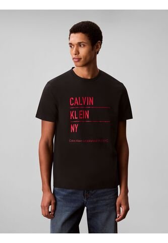 Camiseta Negra Con Estampado Gráfico De New York Calvin Klein Calvin Klein