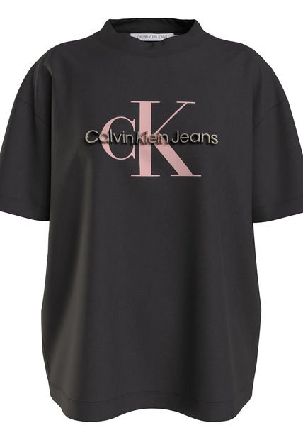 Camiseta Negra Iconic Con Monologo Calvin Klein
